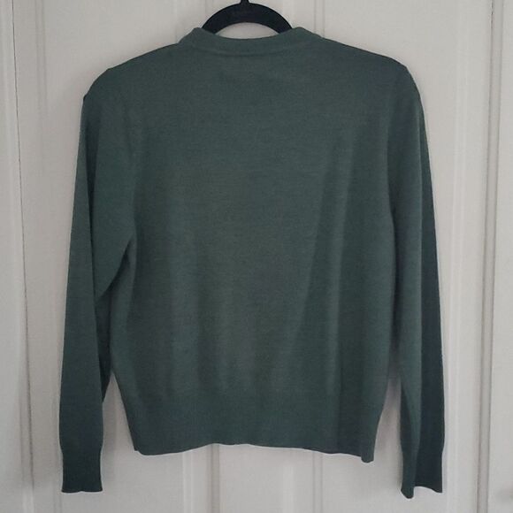 Pendleton 100% Merino Wool Beaded and Embroidered Green Sweater - Picture 6 of 8